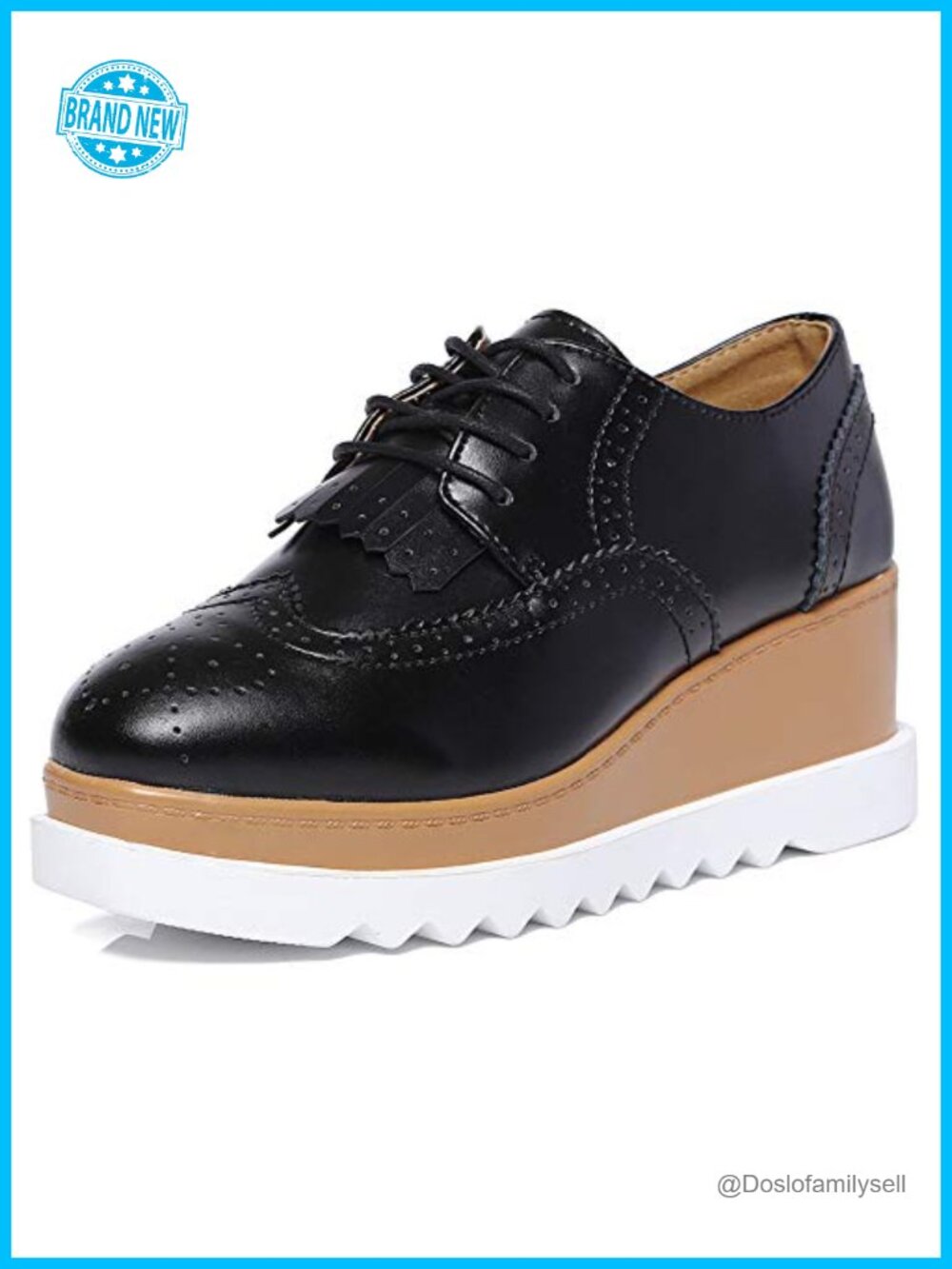 Fashion Tassel Square-Toe Lace-Up Water Resistant Platform Wedge Oxford Shoes